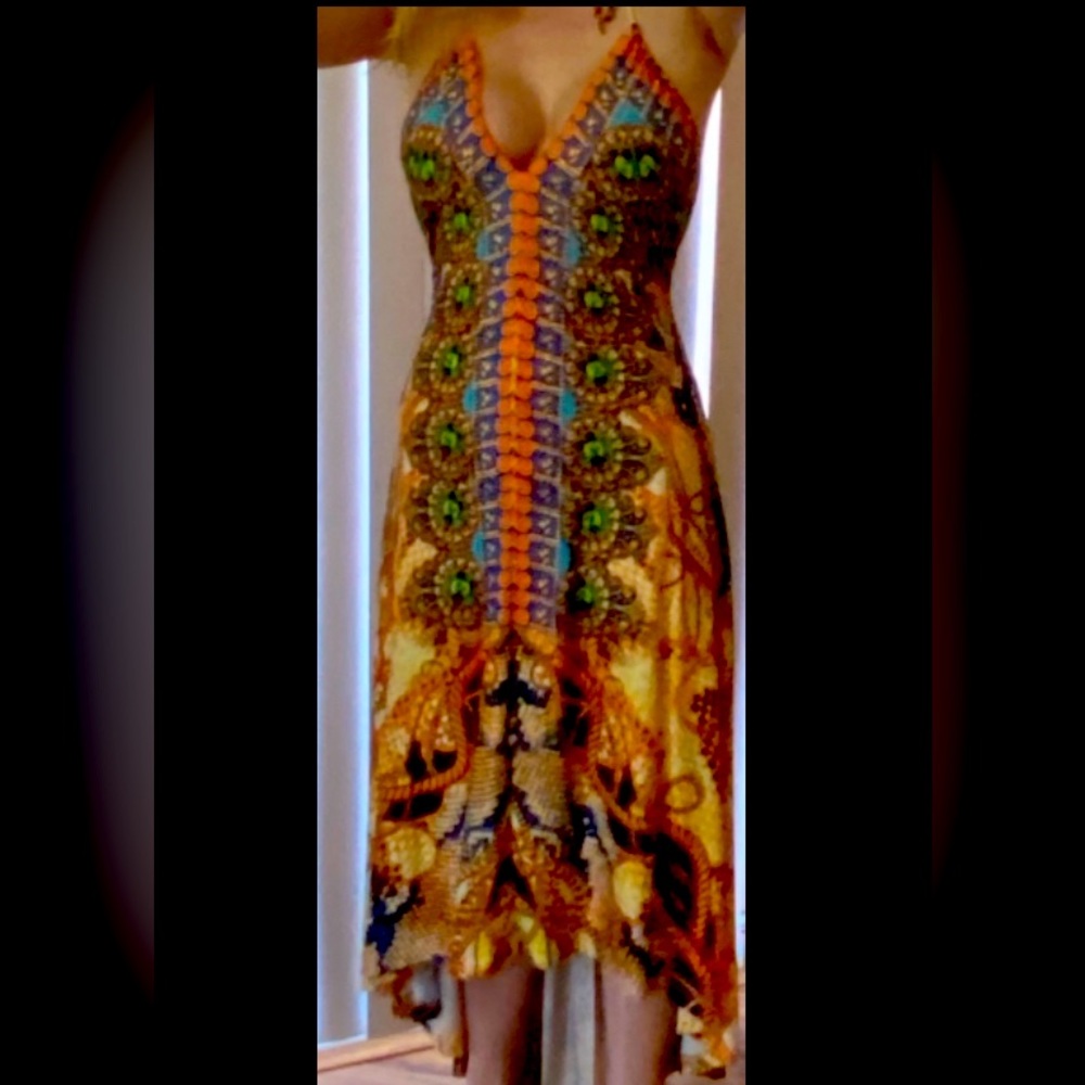 Venus Multi-Colored/Print Maxi Halter Dress In Medium